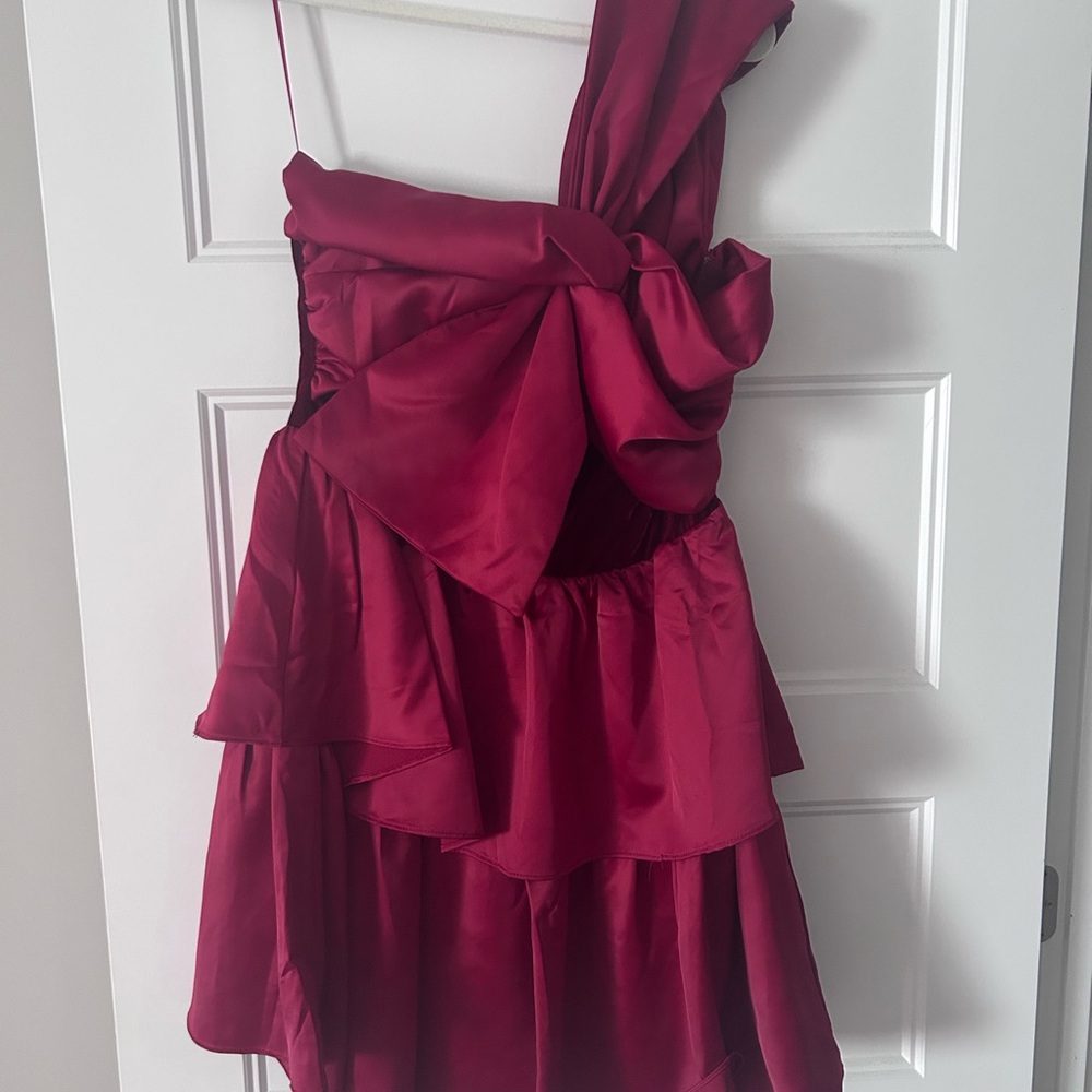 Vici One Shoulder Dress in Deep Red